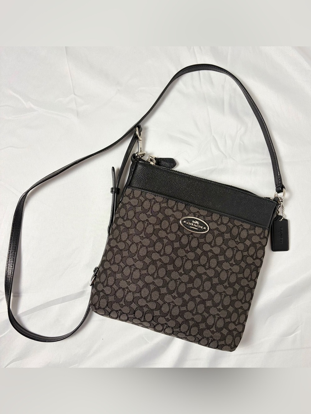 Coach 52576 North/South Swingpack Crossbody | Black Smoke Signature Canvas